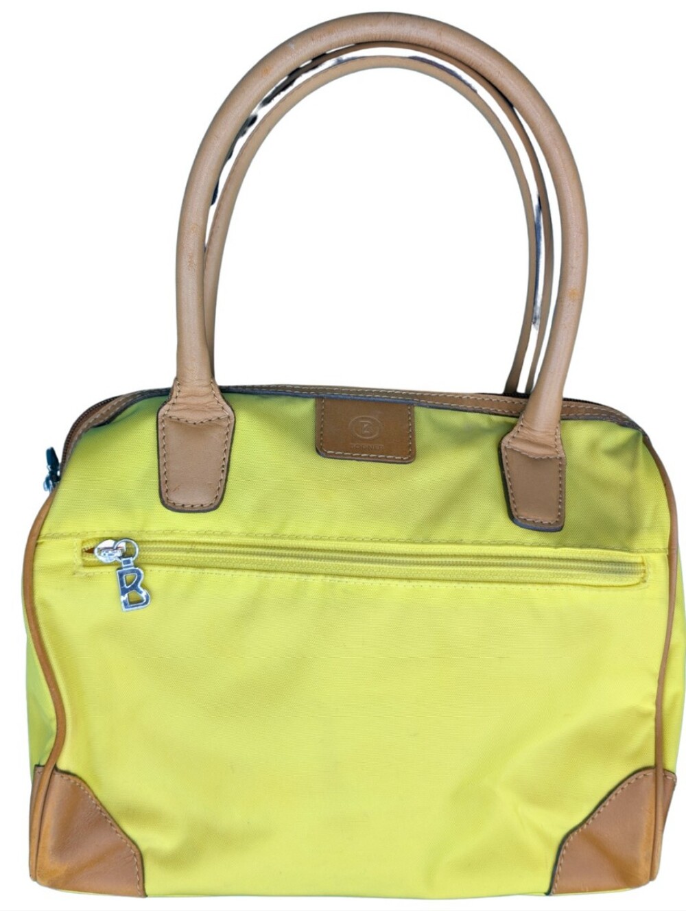 Bogner Vintage Y2K Vibrant Yellow Nylon Speedy Boston Bag Leather Trim